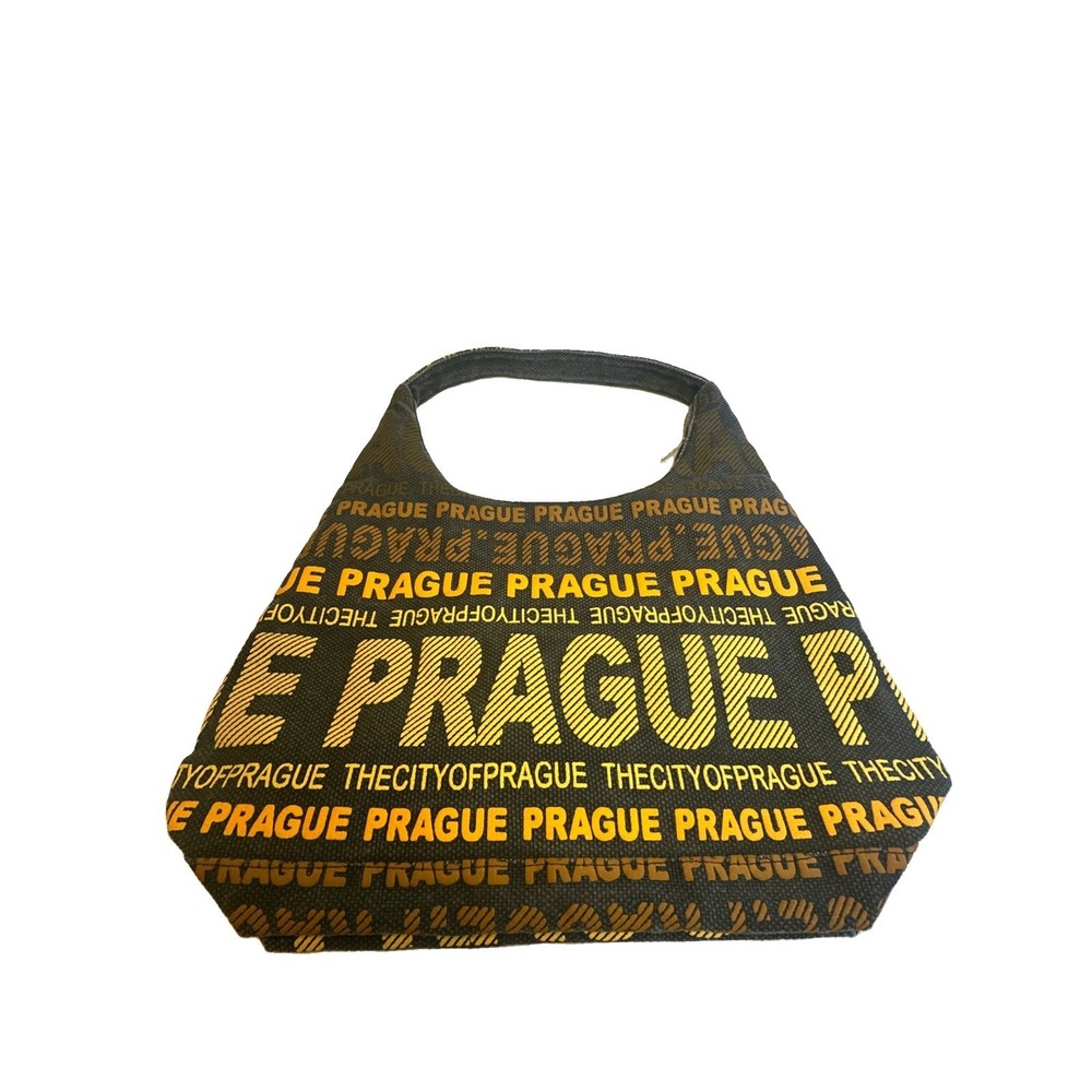 Shoulder Bag Robin Ruth Prague Woven Lined Charcoal Gray Yellow/Orange Full Zip